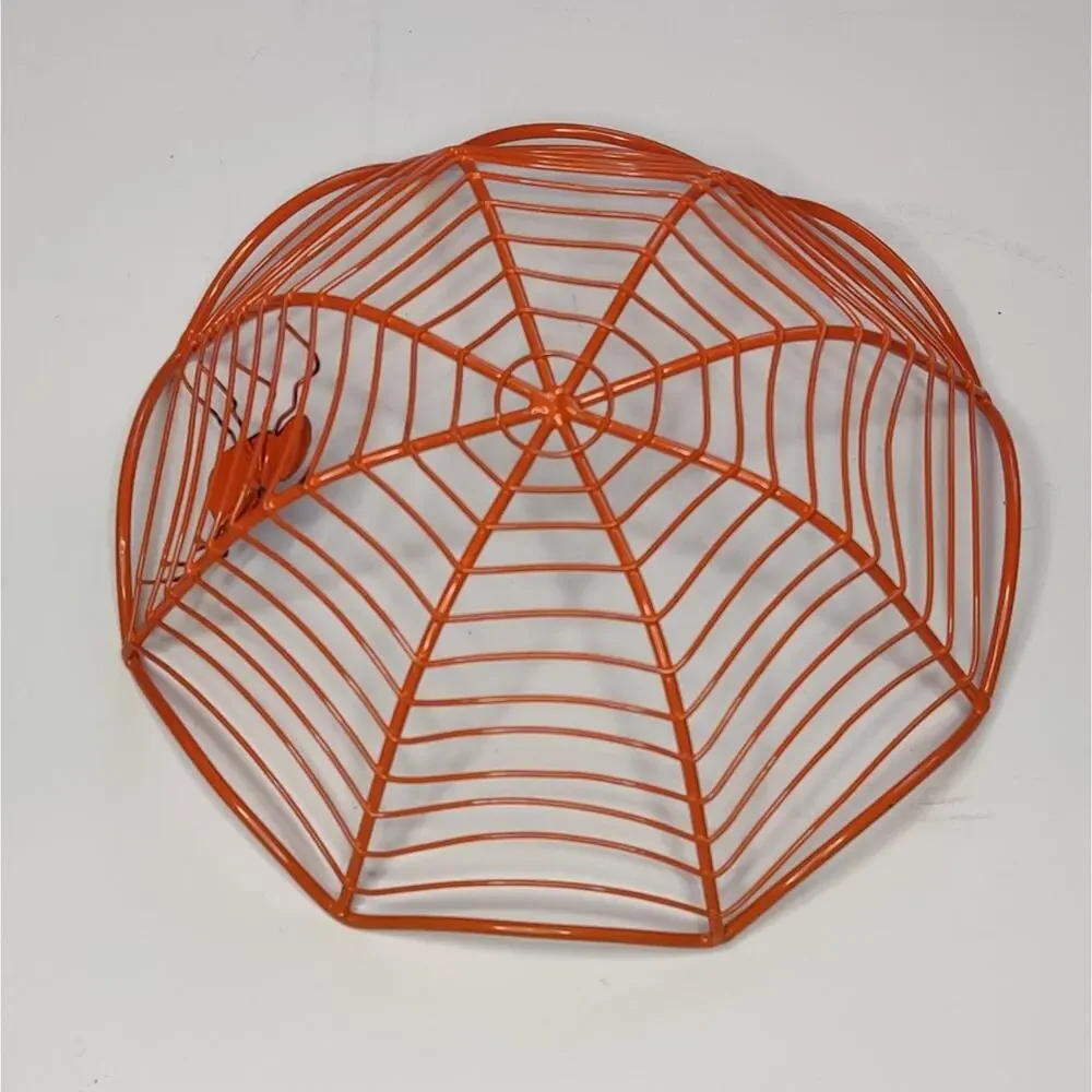 Orange Metal Spiderweb Halloween Candy Bowl‎ Dish